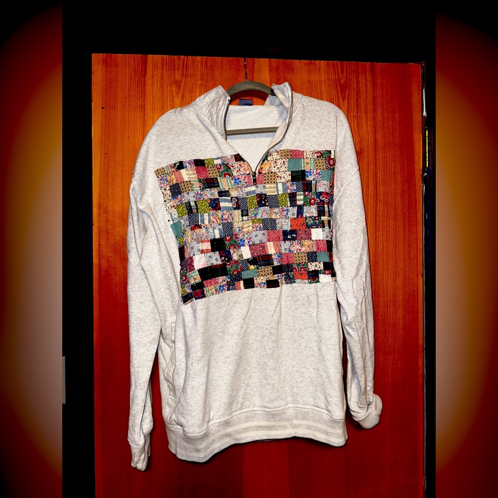 Patchwork 1/4 zip sweatshirt